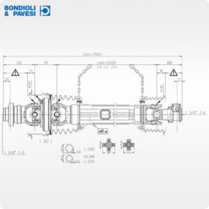 Карданний вал ширококутний 80° Bondioli & Pavesi 6×6 1210