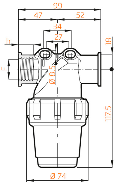 Напірний фільтр Arag 324-2 розміри