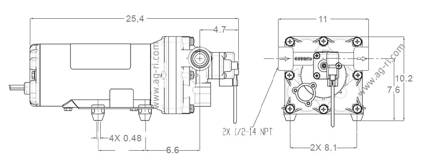 Розміри насоса 12 вольт Shurflo 5059-1310-d011