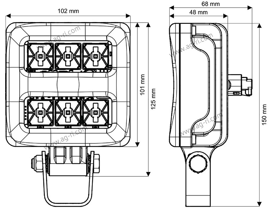 Розміри Led ліхтаря Arag