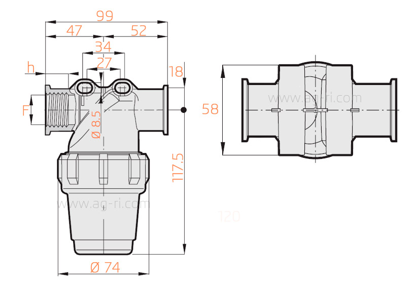 Размеры фильтр Arag 324 30 Бар