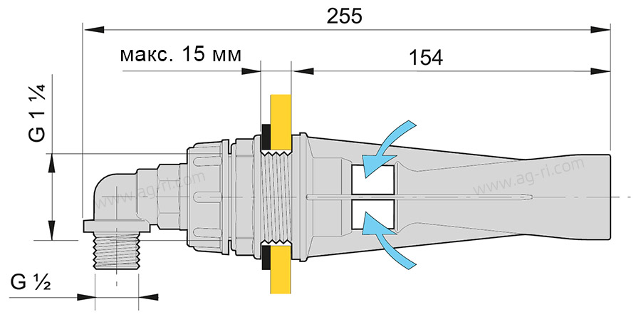 Размеры гидравлической мешалки arag 90