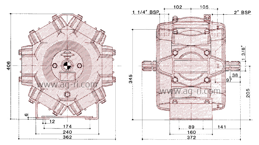 Розміри насоса Hardi 463 серії