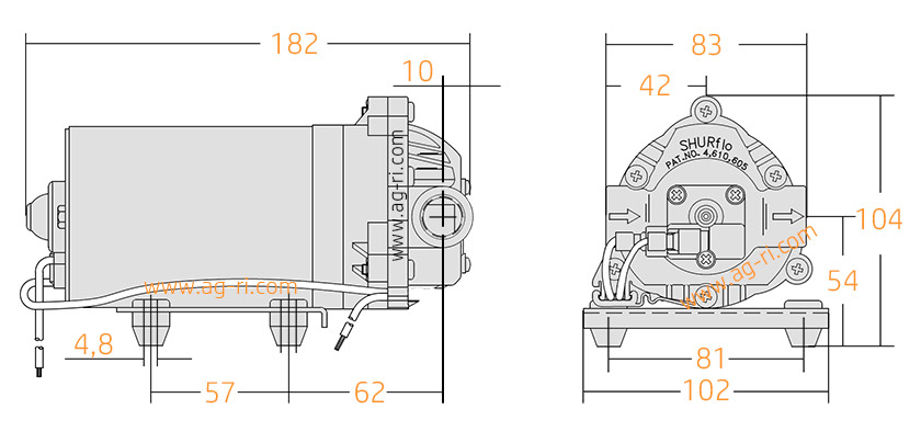 Розміри насоса shurflo 8000-543-210