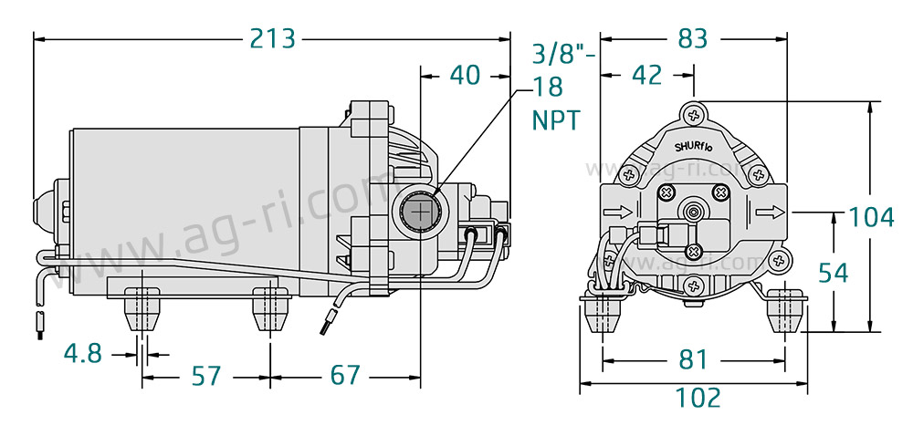 Розміри насоса 12 вольт shurfo 8000-543-238