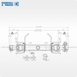 Карданний вал Bondioli Z6 1 3/4″ x 1 3/8″ 1210мм зрізний болт
